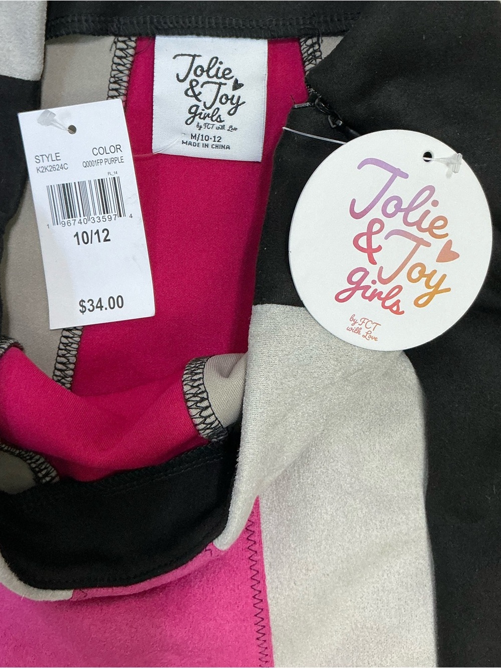 Jolie & Joy Faux Suede MiniSkirt Colorblock Black Pink Gray Girls M 10/12 NEW - Picture 4 of 16